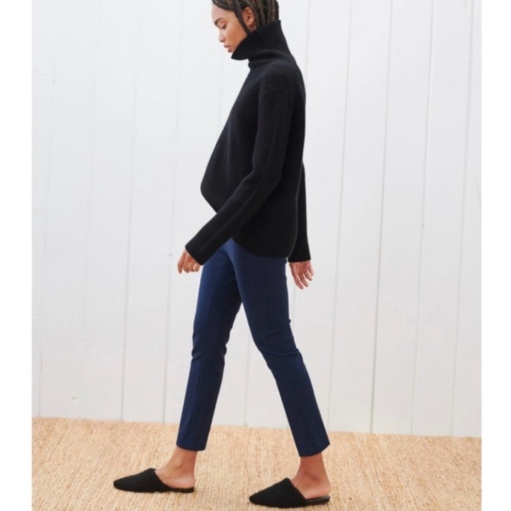 Jenni Kayne Slim Ankle Trouser Pants Cigarette Style Navy Side Zip Size 8
